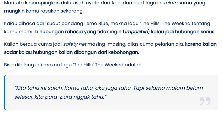 penjelasan makna lagu dari sudut pandang lemo blue